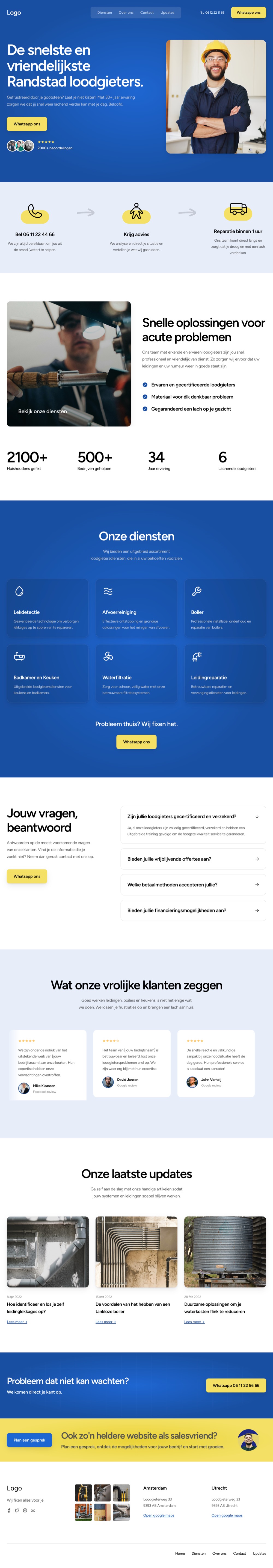 Website van Loodgieters van de Randstad